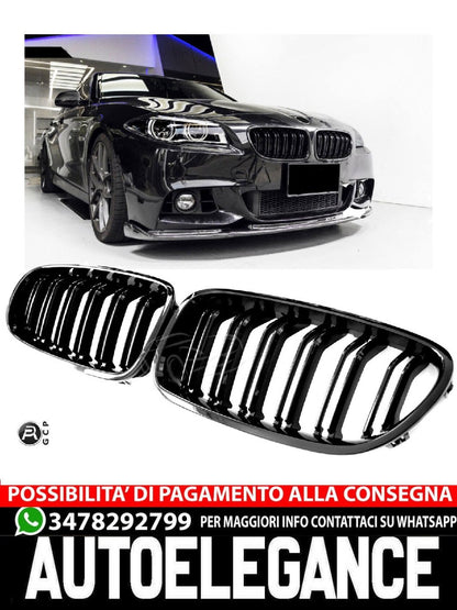 ADATTO PER BMW SERIE 5 F10 F11 GRIGLIA DEL RADIATORE DOPPIA STAFFA NERO LUCIDO AUTOELEGANCERICAMBI