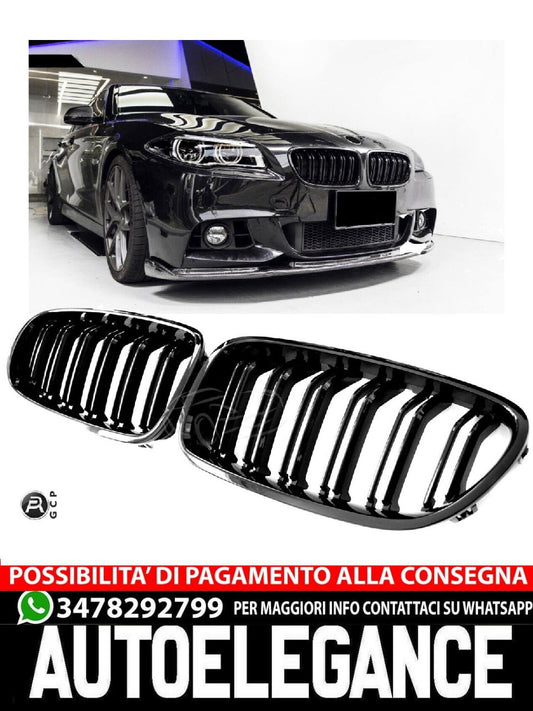 ADATTO PER BMW SERIE 5 F10 F11 GRIGLIA DEL RADIATORE DOPPIA STAFFA NERO LUCIDO AUTOELEGANCERICAMBI