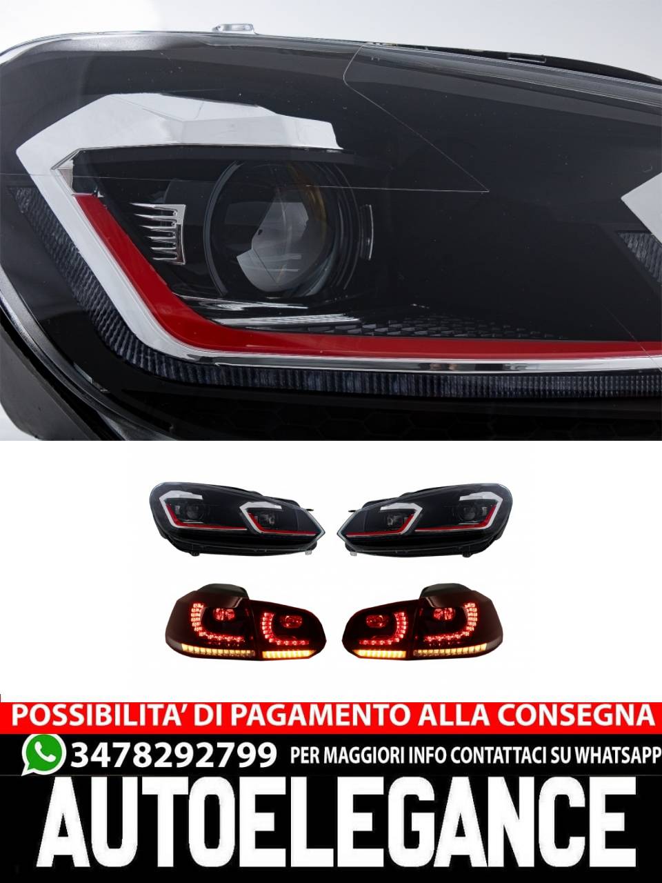 Fari anteriori e posteriori a LED adatti per VW Golf 6 VI (2008-2013)