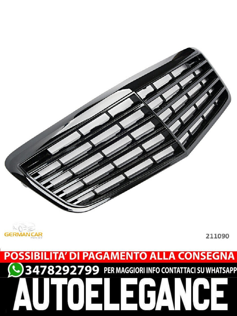 Sports grille for Mercedes W211 S211 E 2006-2009 glossy black AMG LOOK