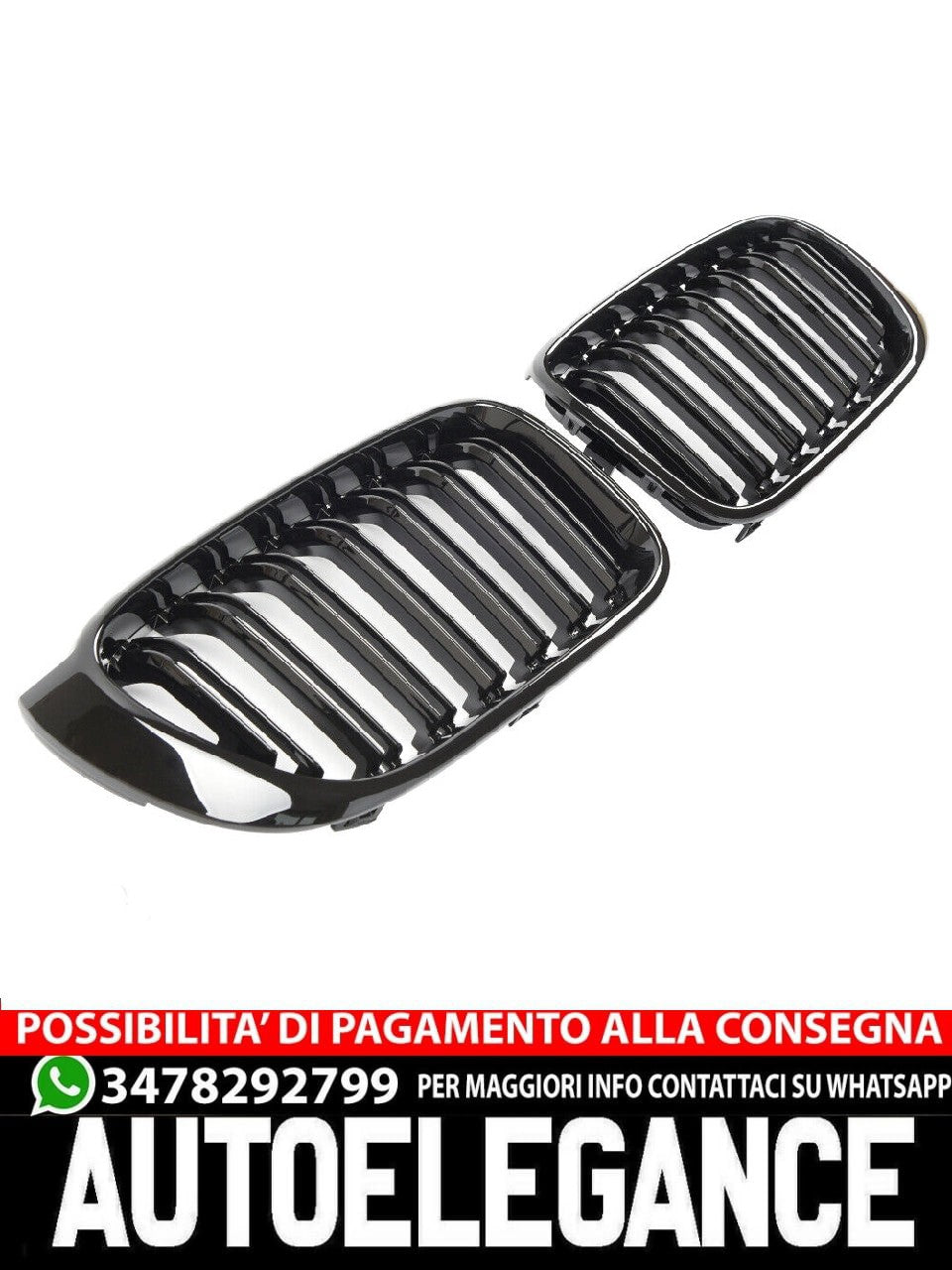 ADATTO PER BMW X3 X4 F25 F26 GRIGLIA DEL RADIATORE DOPPIA STRISCIA NERA LUCIDA