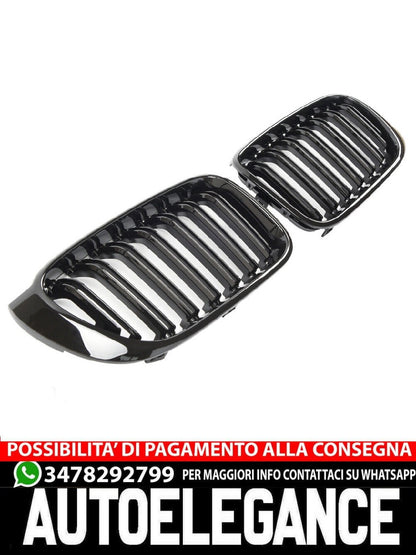 ADATTO PER BMW X3 X4 F25 F26 GRIGLIA DEL RADIATORE DOPPIA STRISCIA NERA LUCIDA