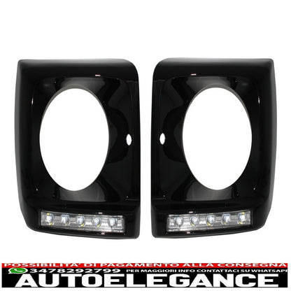 Coprifari neri led drl cromati adatti per mercedes classe g w463 (1989-2012) g65 design con fari bi-xeno AUTOELEGANCERICAMBI