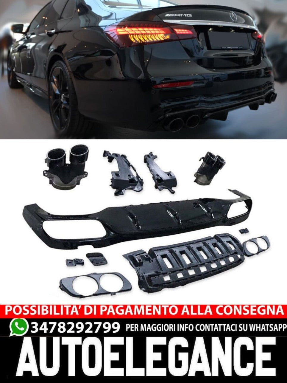 Suitable for Mercedes W213 E-Class rear spoiler diffuser 