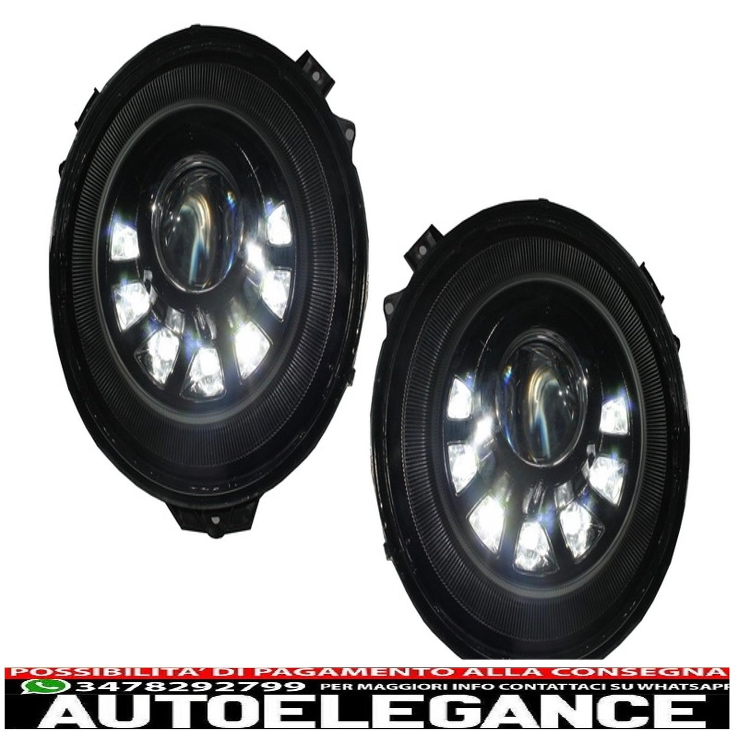 bi-xenon led headlights suitable for mercedes g-class w463 (2005-2017) m square look 