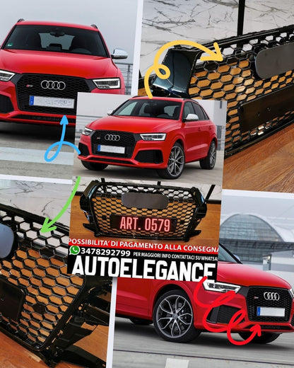 GRIGLIA ANTERIORE ADATA PER AUDI Q3 2016-2019 LOOK RSQ3 BORDO NERO NIDO D'APE