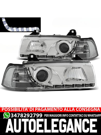 FARI ANTERIORI DAYLIGHT CHROME ADATTI COMPATIBILI  per BMW E36 12.90-08.99