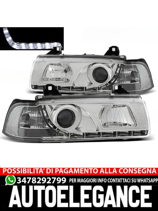 FARI ANTERIORI DAYLIGHT CHROME ADATTI COMPATIBILI  per BMW E36 12.90-08.99