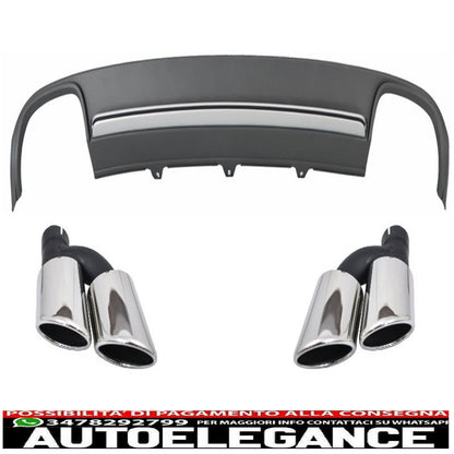 Mantovana paraurti posteriore, diffusore d'aria e finali del silenziatore di scarico con luci posteriori a LED, nero dinamico/fumé, adatto per audi a4 b8 8k pre restyling avant 2008-2011 s4 design