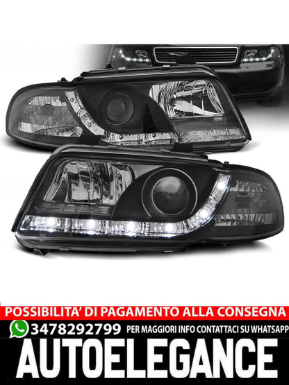 FARI ANTERIORI DAYLIGHT NERO ADATTI COMPATIBILI PER AUDI A4 11.94-12.98