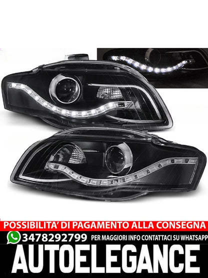 FARI ANTERIORI DAYLIGHT NERO ADATTO PER AUDI A4 B7 11.04-03.08