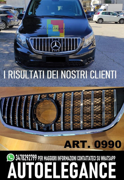 FRONT GRILLE FOR MERCEDES VITO W447 2014-2019 GT LOOK CHROME WITH MESH