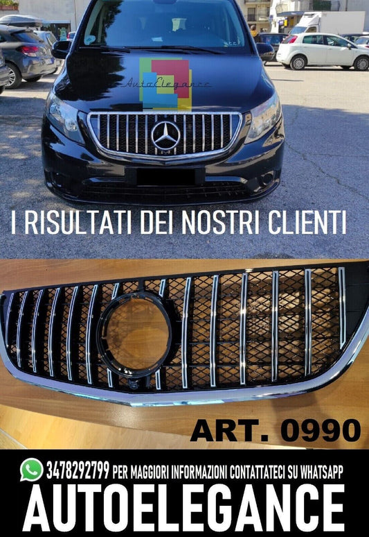 FRONT GRILLE FOR MERCEDES VITO W447 2014-2019 GT LOOK CHROME WITH MESH