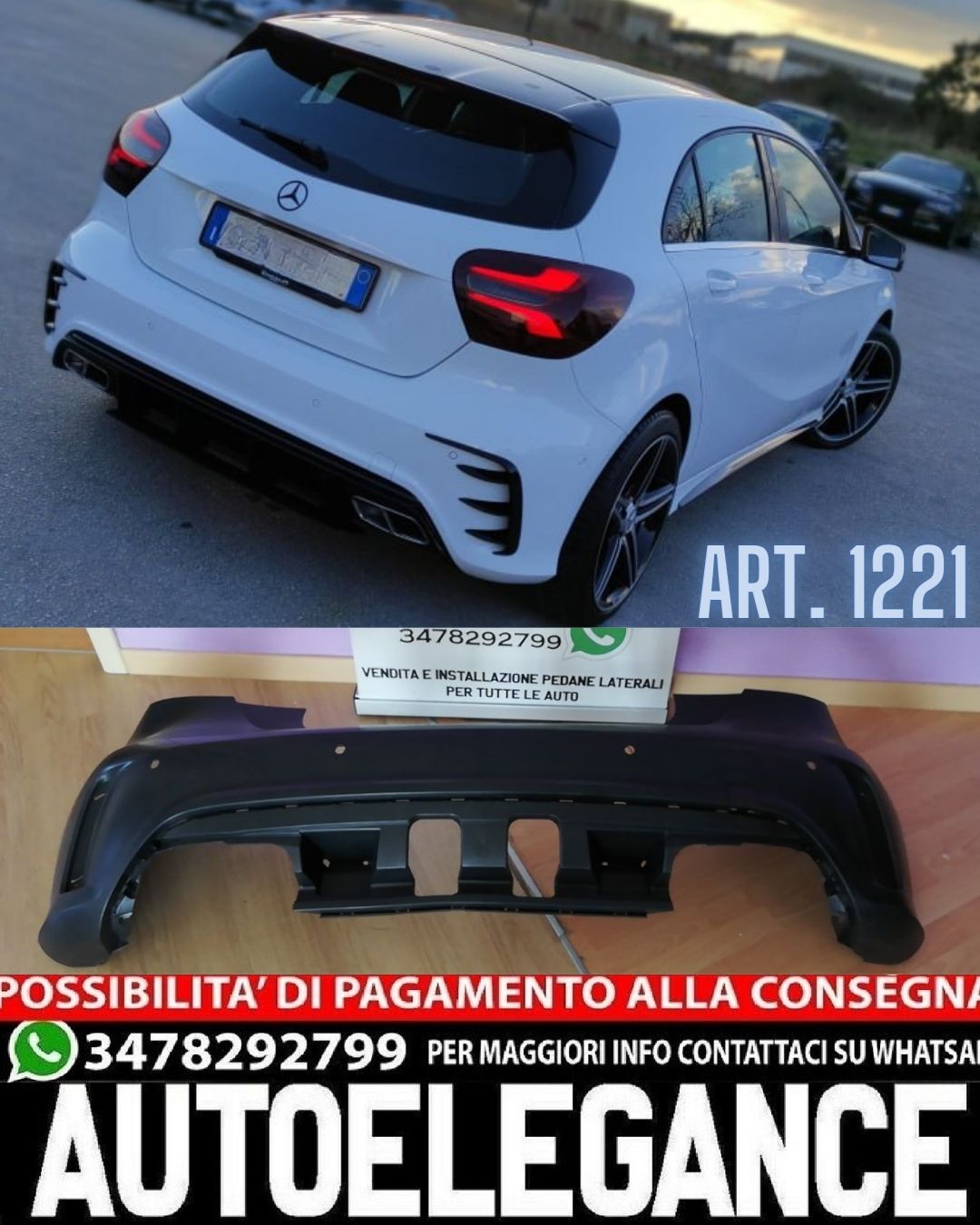 PARAURTI POSTERIORE ADATTO PER MERCEDES CLASSE A W176 2012-2018 LOOK AMG