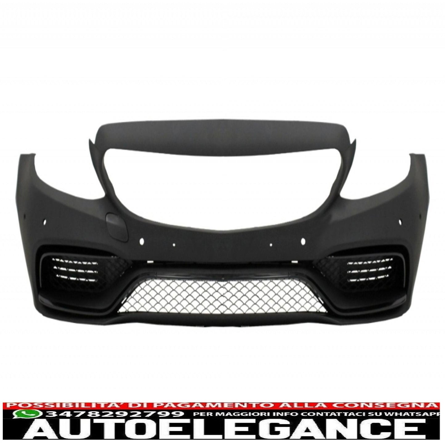 paraurti anteriore senza griglia e diffusore con terminali di scarico nero adatto per mercedes classe c w205 s205 (2014-2018) design c63