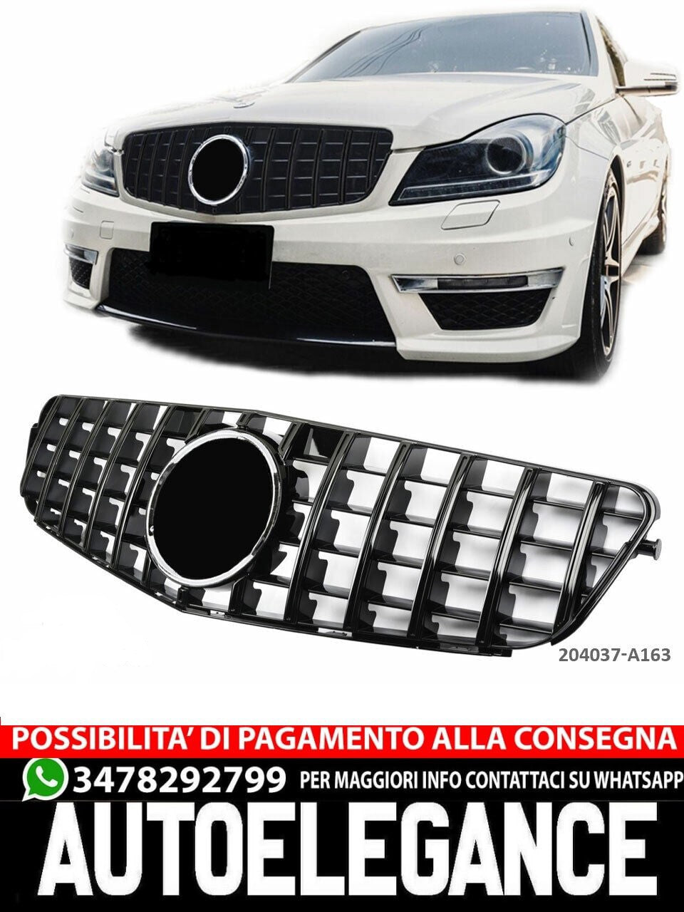 Griglia sportiva per Mercedes W204 nera PANAMERICANA AMG GT GT-R OPTIK