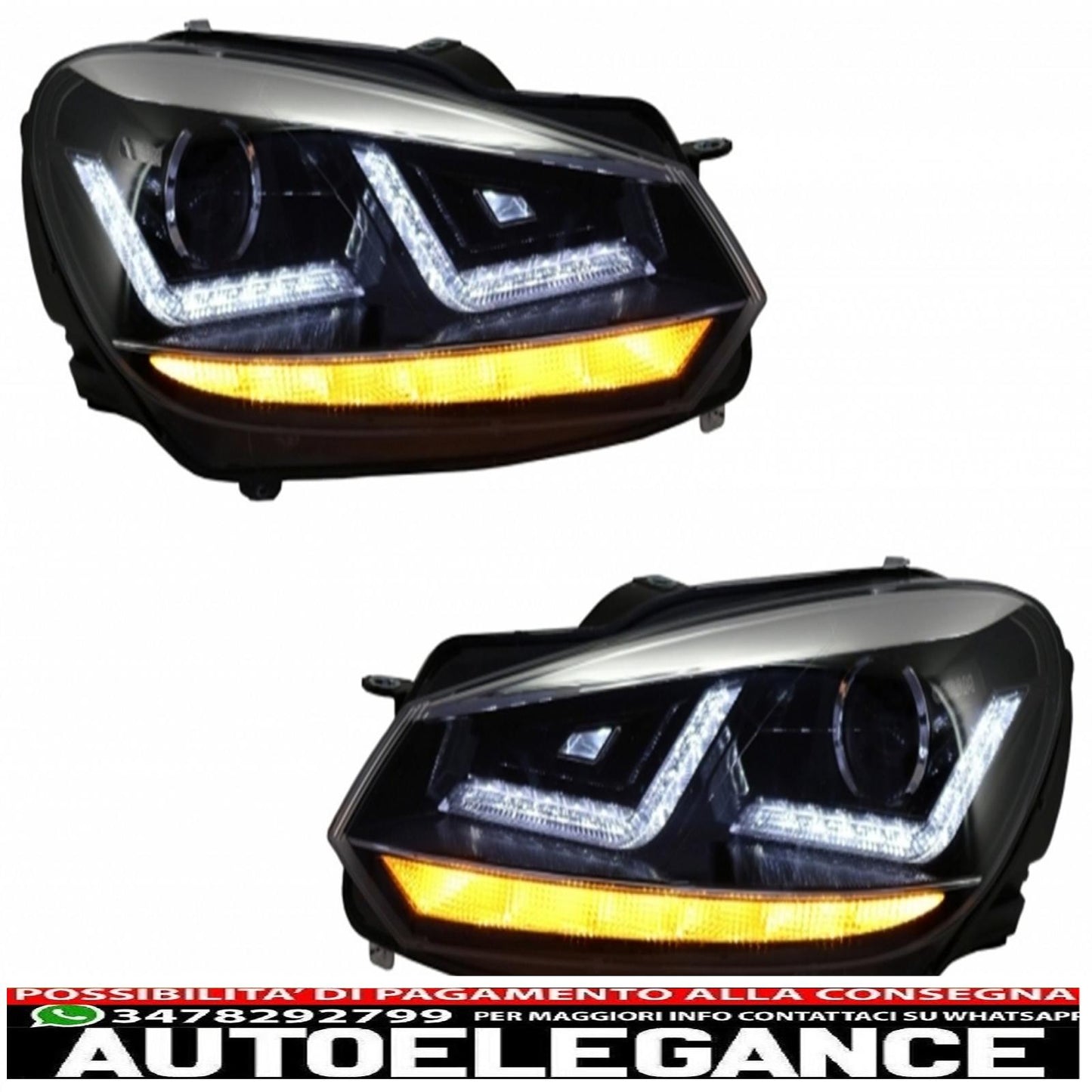 griglia anteriore adatta per vw golf vi (2008-2012) con fari allo xeno osram luci di svolta sequenziali dinamiche a led cromate design r20
