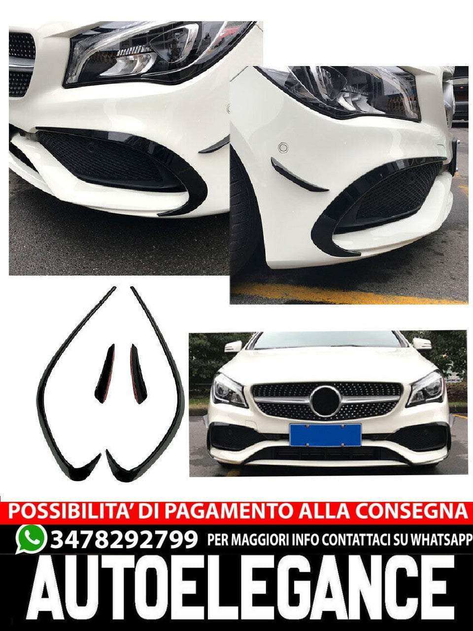 Adatto per MERCEDES C117 CLASSE CLA SPOILER ANTERIORE LIFTING SPOILER ANTERIORE