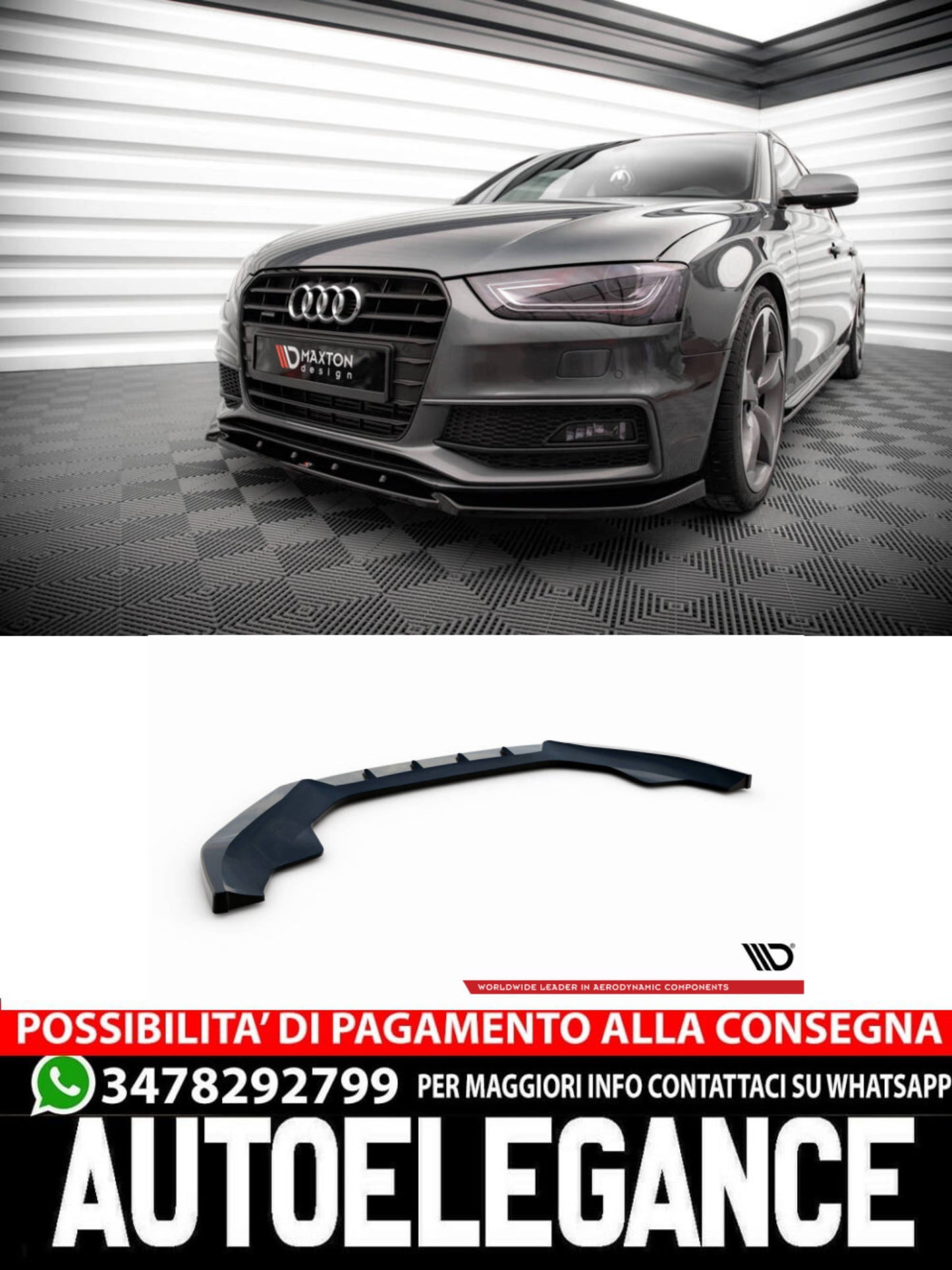 SPLITTER ANTERIORE V.3 adatto per  AUDI A4 S-LINE / S4 B8 FACELIFT