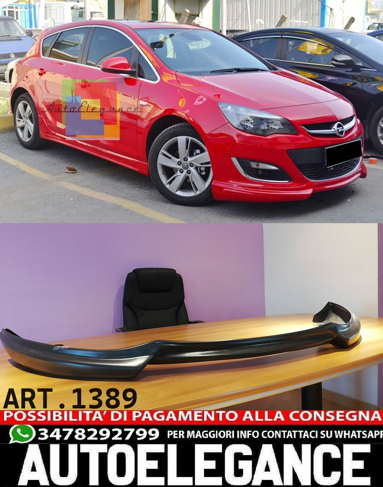 SPLITTER SOTTO PARAURTI ADATTO PER OPEL ASTRA J 2012-2020 HB SEDAN GREZZO