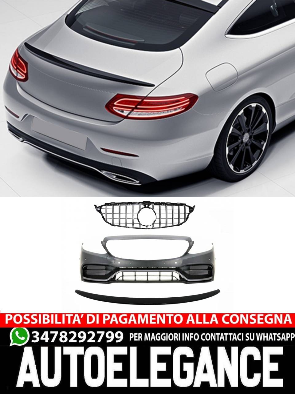 Front Bumper Grille Fit For Mercedes C-Class W205 S205 2014-2018