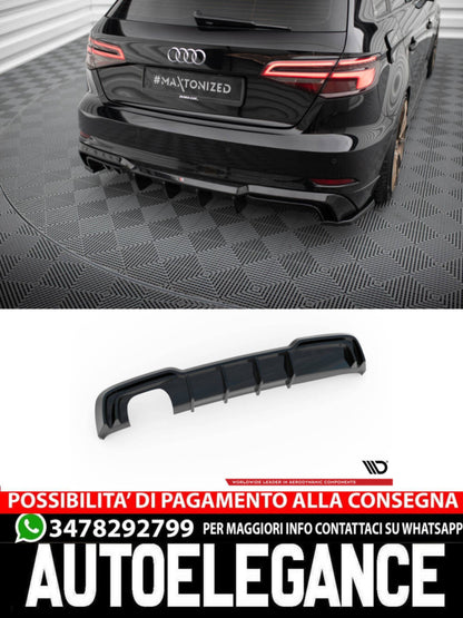 DIFFUSORE POSTERIORE ADATTO PER  AUDI A3 SPORTBACK 8V FACELIFT (VERSIONE CON DOPPIO TERMINALE DI SCARICO)