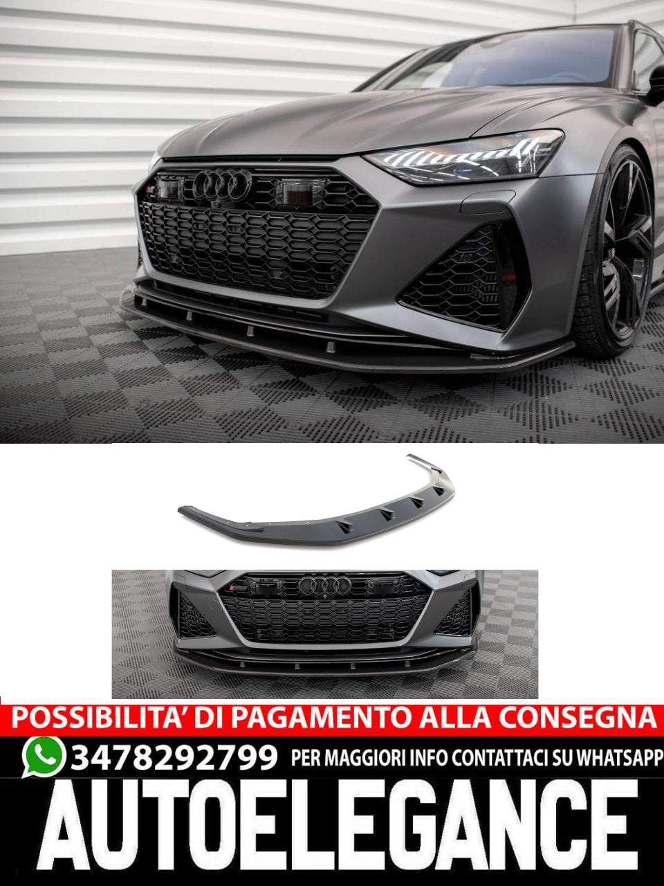 SPLITTER ANTERIORE IN FIBRA DI CARBONIO ADATTO COMPATIBILE PER AUDI RS6 C8 / RS7 C8  2019-