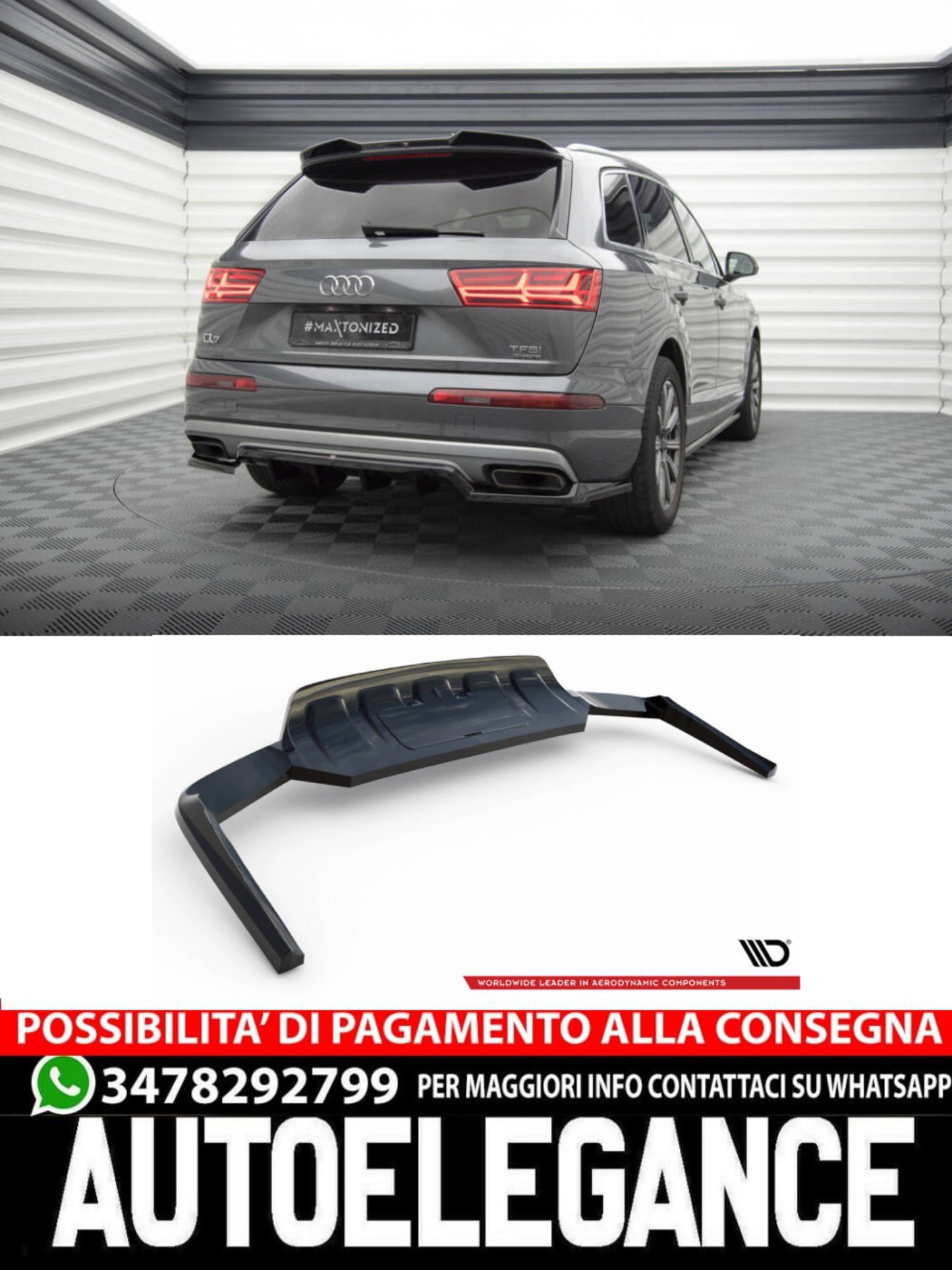 SPLITTER POSTERIORE CENTRALE (CON BARRE VERTICALI) AUDI Q7 MK2  (2015-2019)