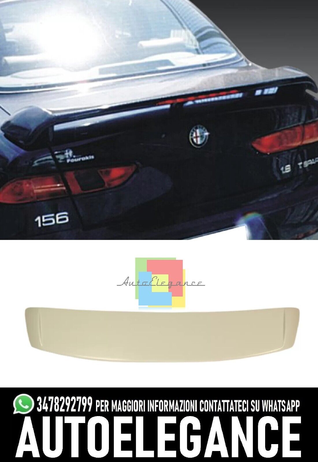 BOOT SPOILER SUITABLE FOR ALFA ROMEO 156 SALOON TUNING LOOK - NO THIRD STOP