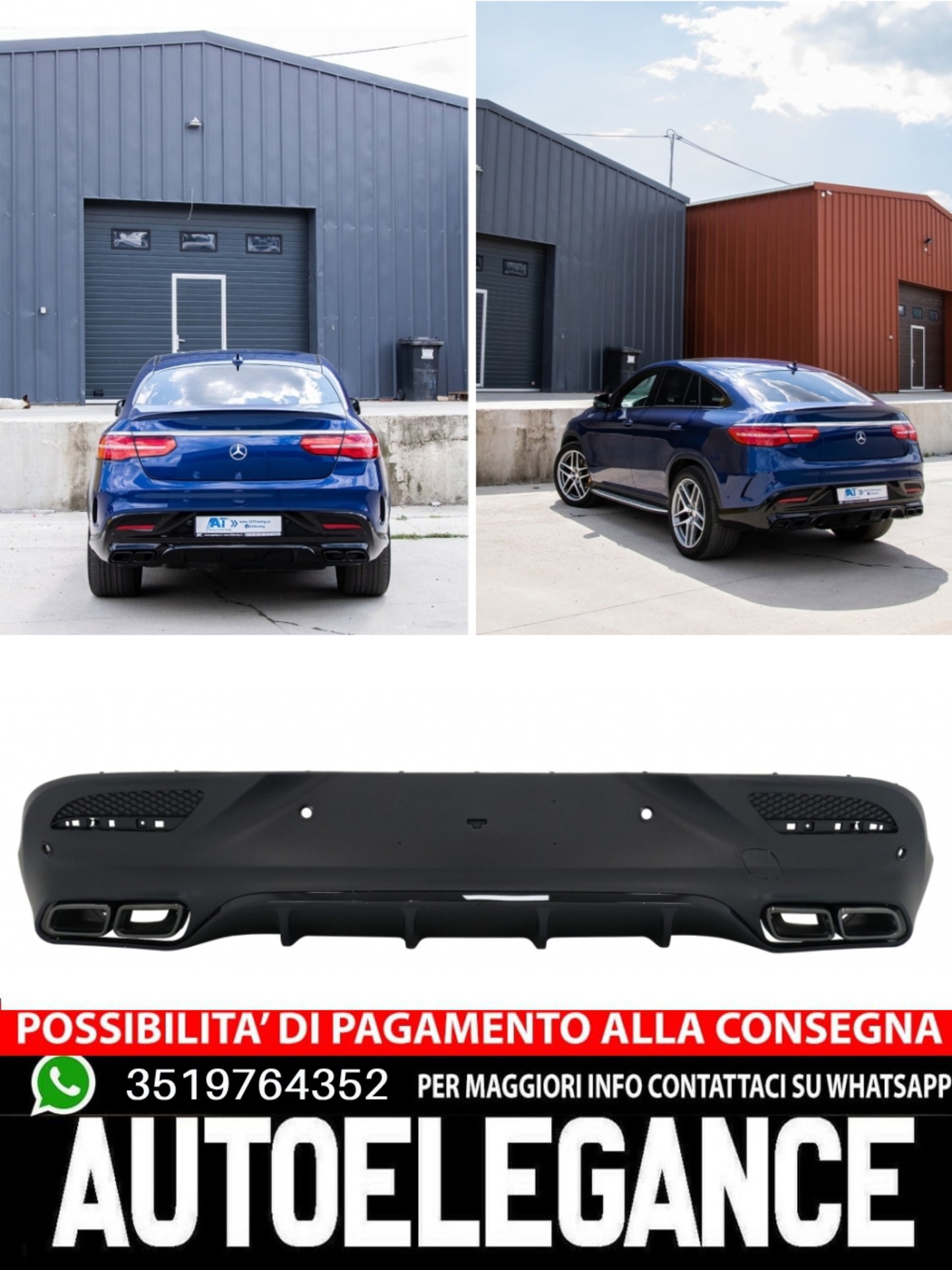 Diffusore Posteriore+Terminale di Scarico per Mercedes GLE Coupe C292  2015-2019