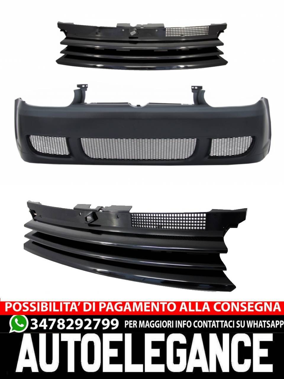 Front Bumper &amp; Grille Without Badge Suitable For VW Golf IV 4 MK4 1997-2004 