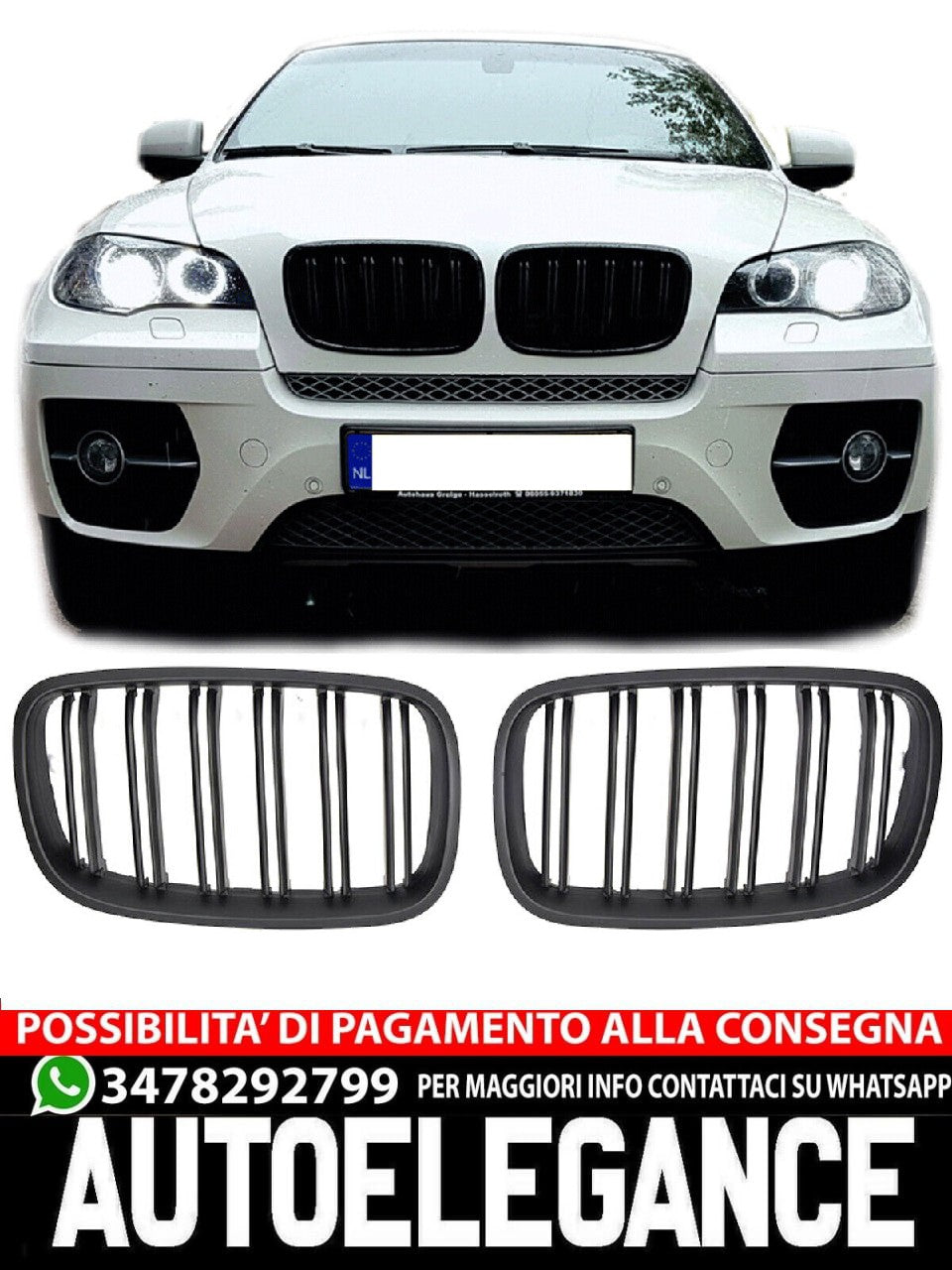 ADATTO PER BMW X5 X6 E70 E71 SPORT GRIGLIA RADIATORE DOPPIO PONTE NERO OPACO