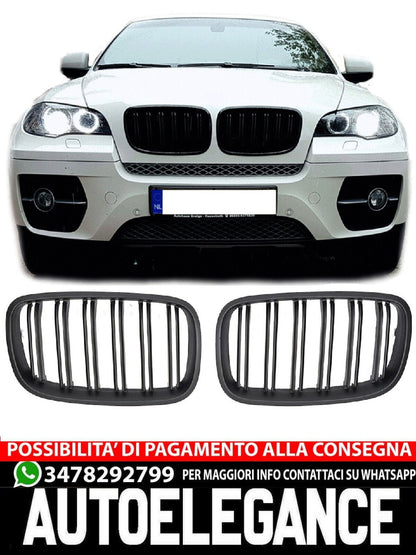 ADATTO PER BMW X5 X6 E70 E71 SPORT GRIGLIA RADIATORE DOPPIO PONTE NERO OPACO