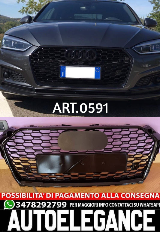 GRIGLIA ANTERIORE ADATTA PER AUDI A5 F5 2016-2019 NERA LOOK RS5 DESIGN SPORTIVO