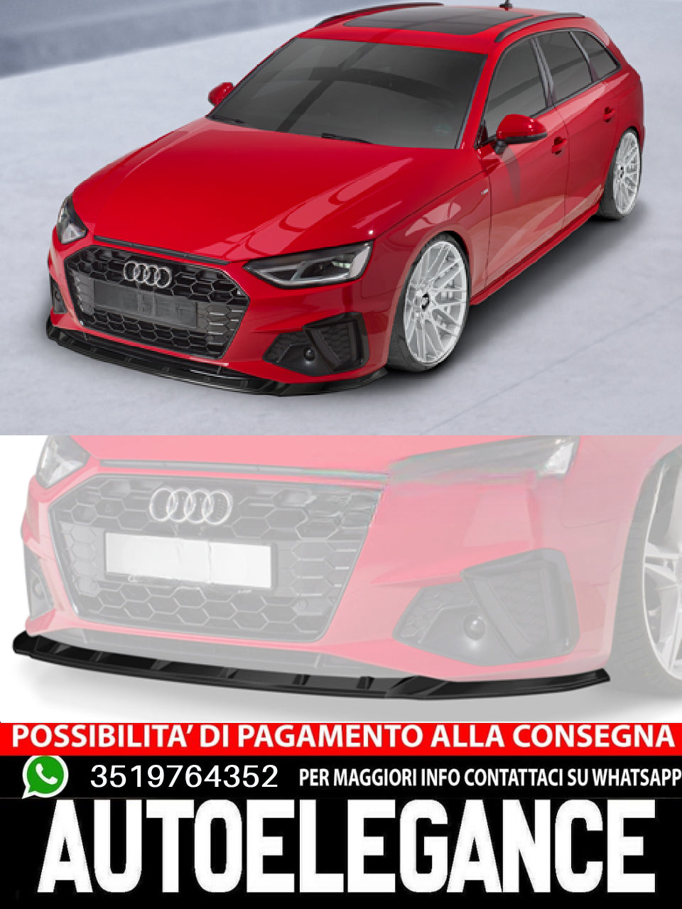 Spoiler splitter sottoparaurti con ABE per Audi A4 / S4 B9 (8W)