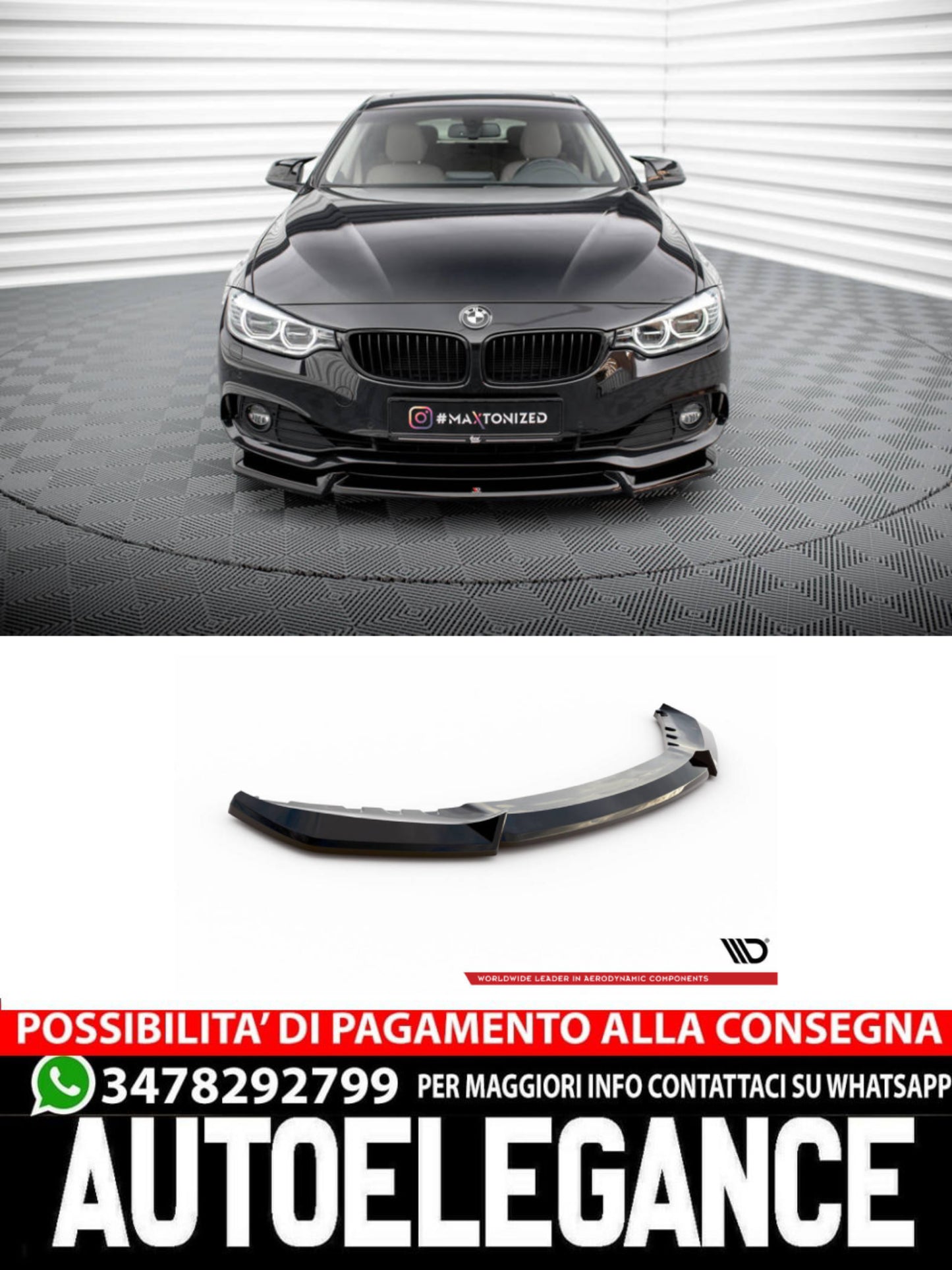 SPLITTER ANTERIORE V.2 ADATTO PER BMW 4 GRAN COUPÉ F36  (2014-2017)