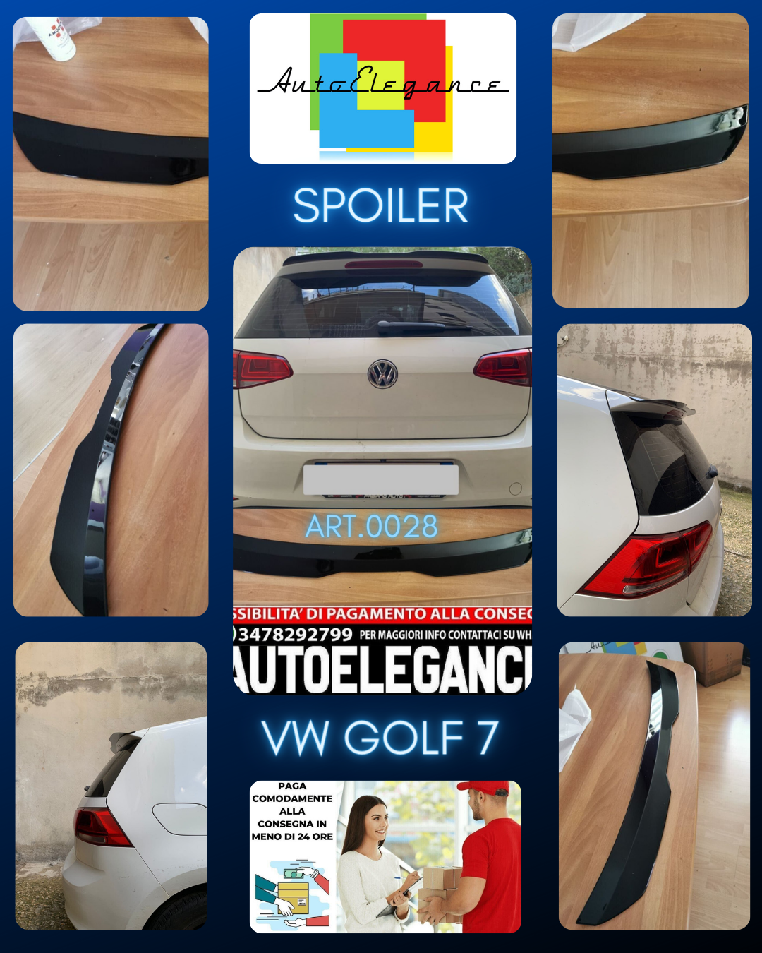 ALA SPOILER TETTO ADATTO PER VW GOLF 7 LOOK NERO LUCIDO DESIGN SPORTIVO