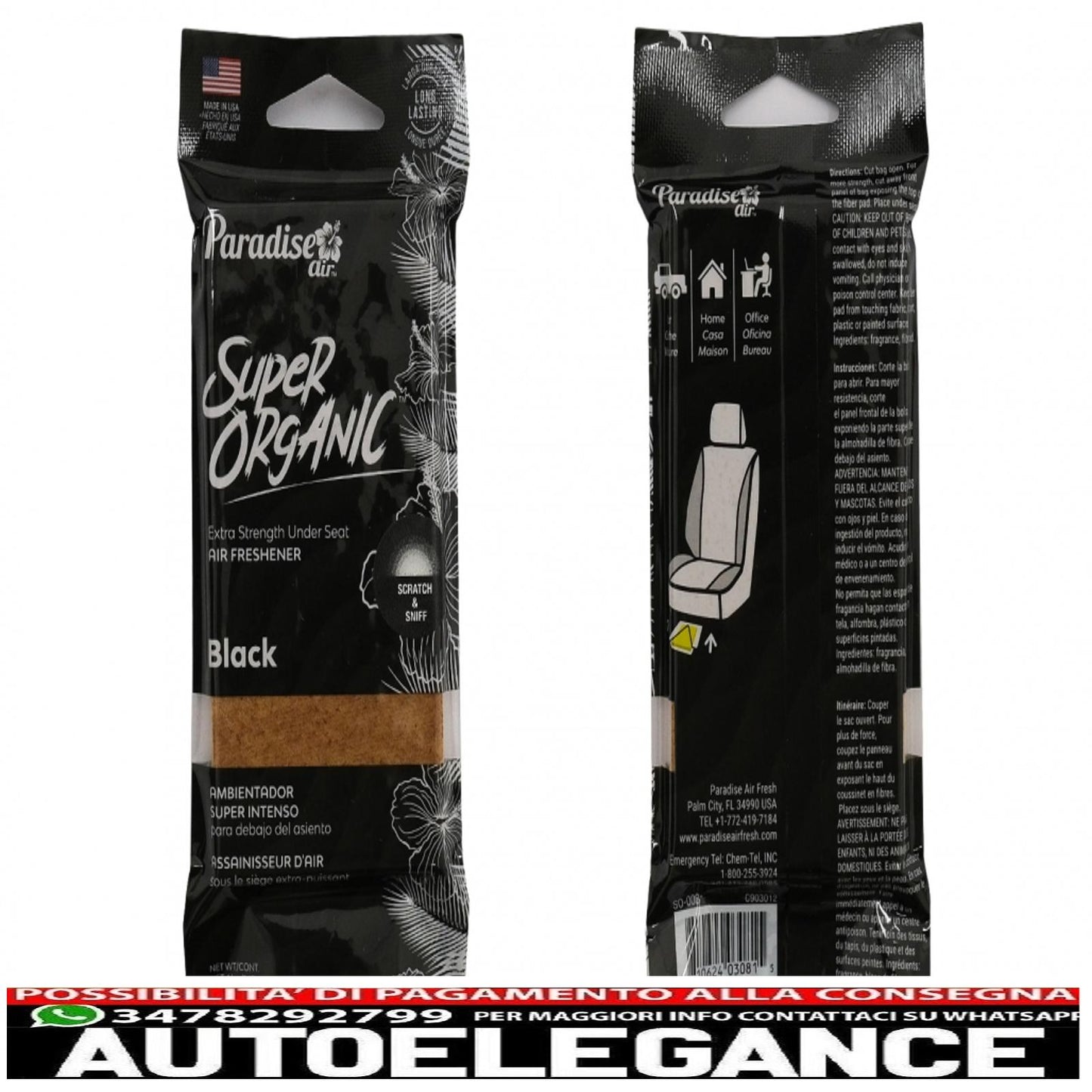 paradise fresh air super biologico extra forte deodorante sottosedile nero