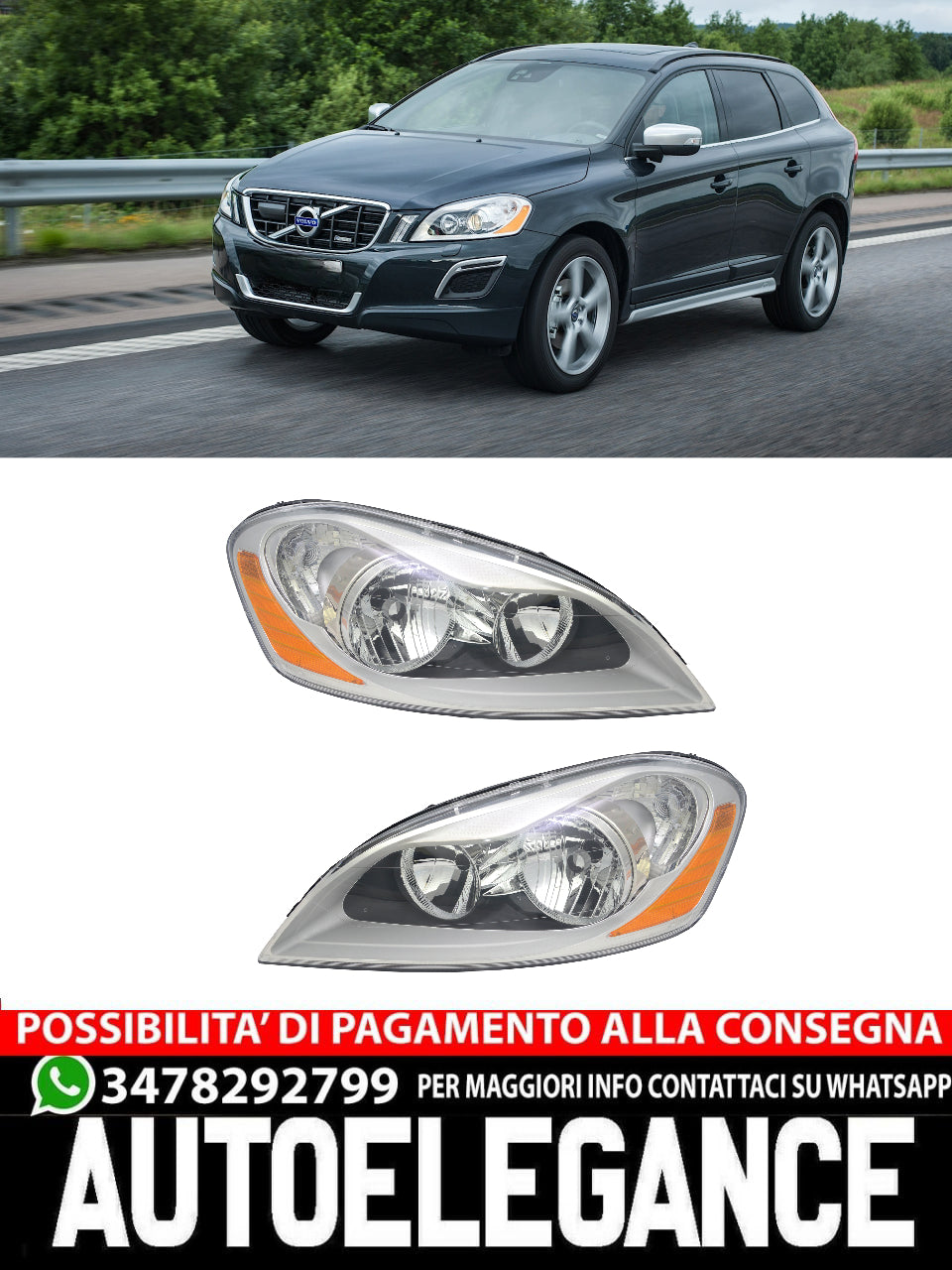 Headlight Set for Volvo XC60 H7 / H9 2008 - 2013 LWR Engine 