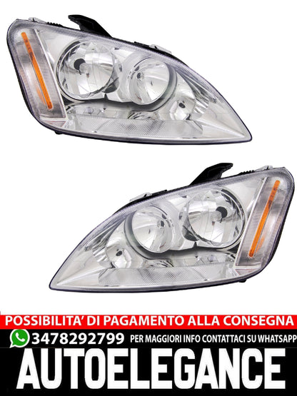 Headlight Set for Ford Focus C-Max 2003-2007 H1 H7 Lens LWR 