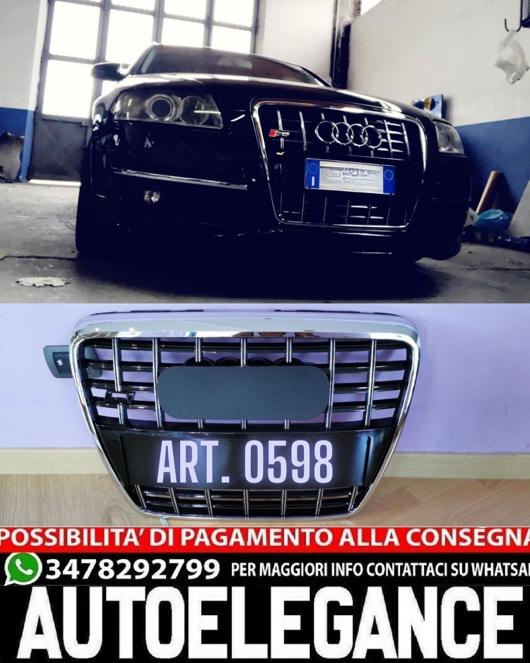 GRIGLIA ADATTA PER AUDI A6 4F 2004-2011 AVANT BERLINA CALANDRA LOOK S6