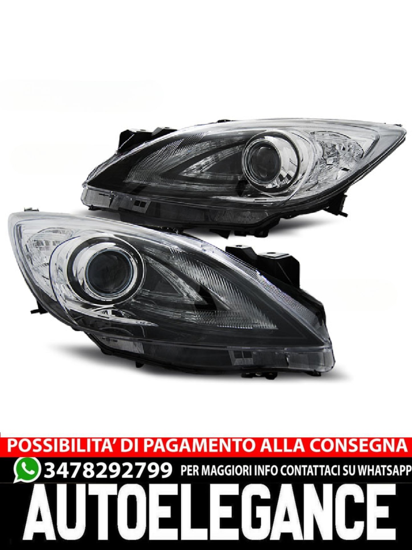 HEADLIGHTS FOR MAZDA 3 09-01.13 LOOK MPS BLACK 