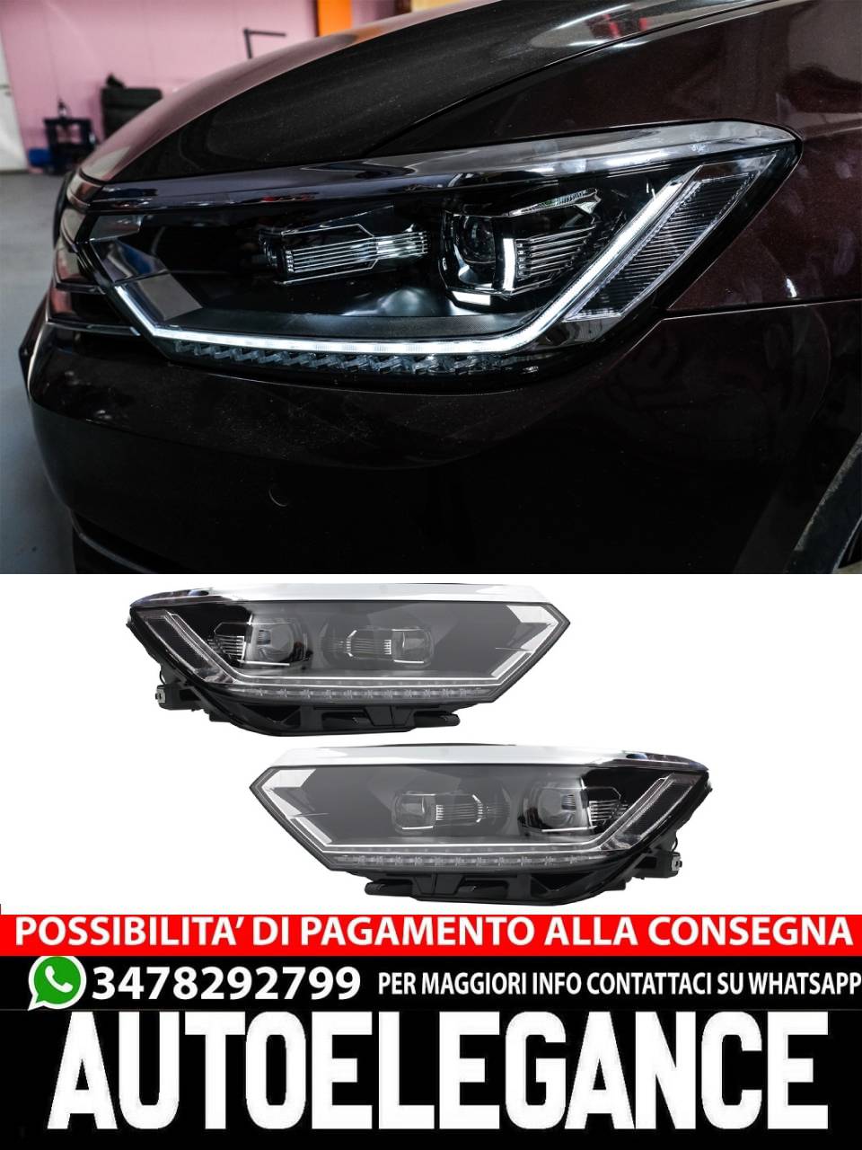 Fari anteriori Full LED adatti per VW Passat B8 3G (2014-2019) LED Matrix Look