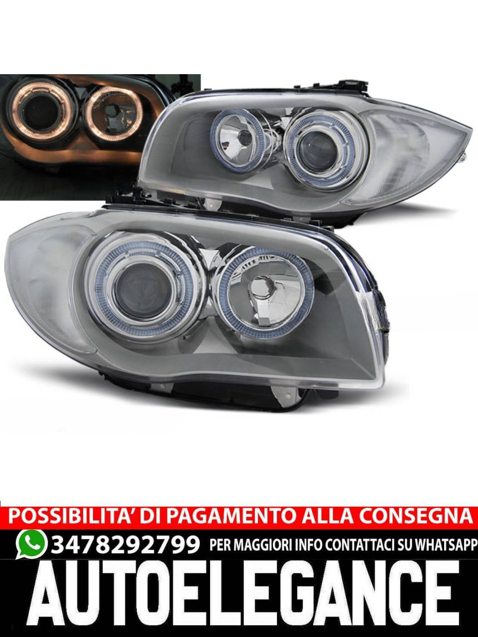 CHROME ANGEL EYES HEADLIGHTS for BMW 1 E87/E81/82/88 04-11 