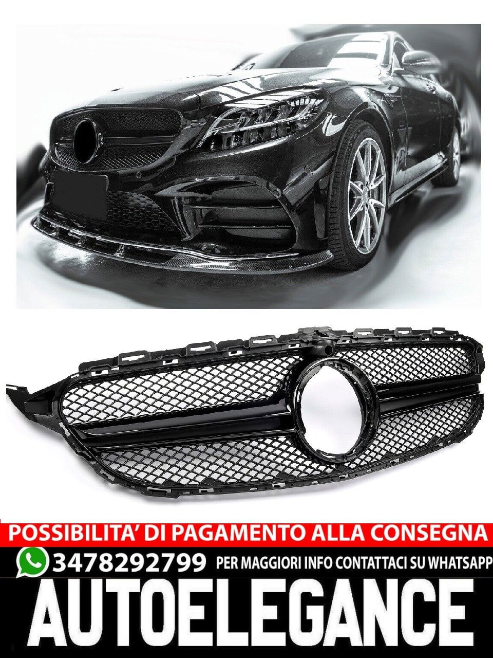 Griglia sportiva per Mercedes W205 C DAL 2018 FACELIFT C63 AMG 360°