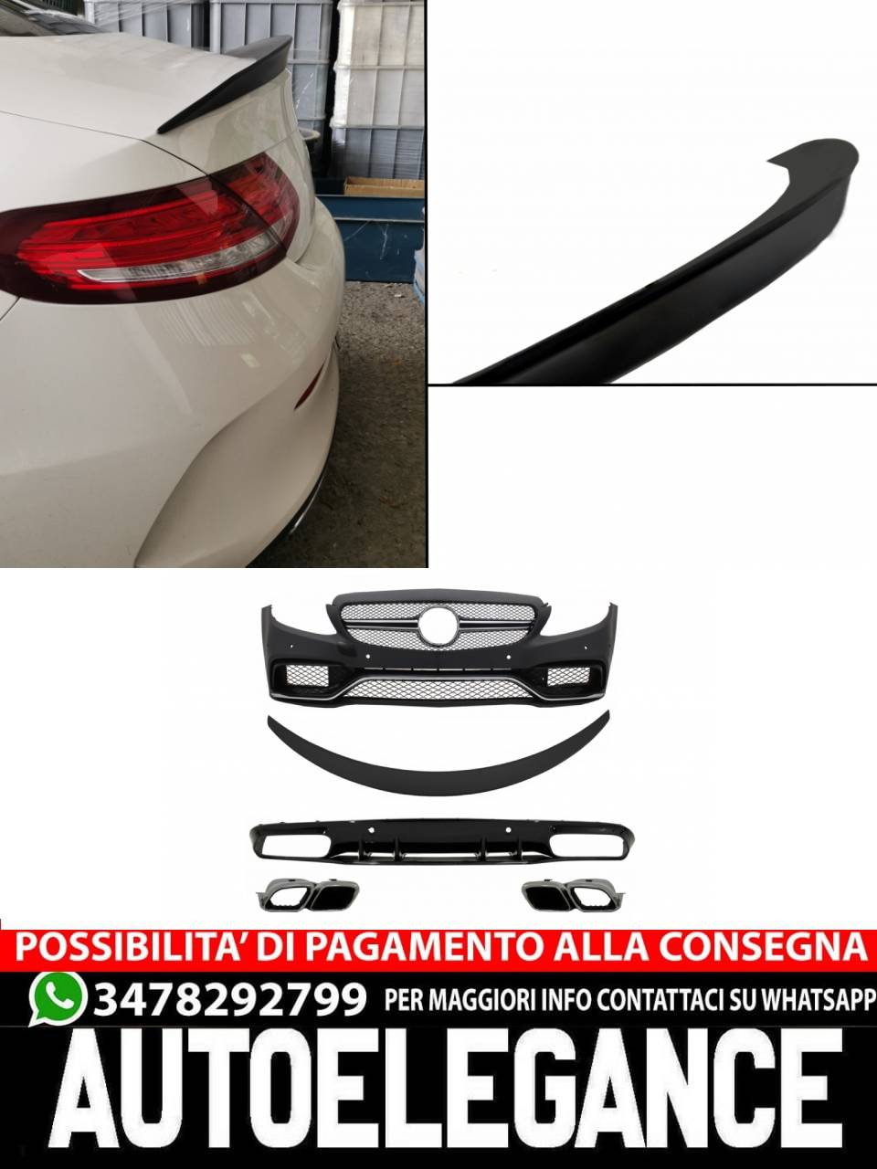 Paraurti anteriore adatto per Mercedes Classe C C205 A205  (2014-2019)