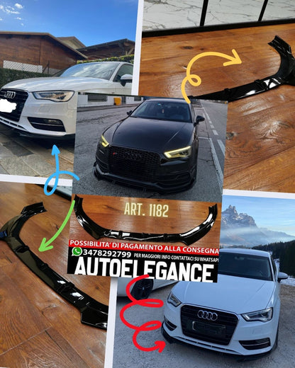 SPLITTER ANTERIORE ADATTO PER AUDI A3 RS3 8V 2012+ LOOK SPORTIVO