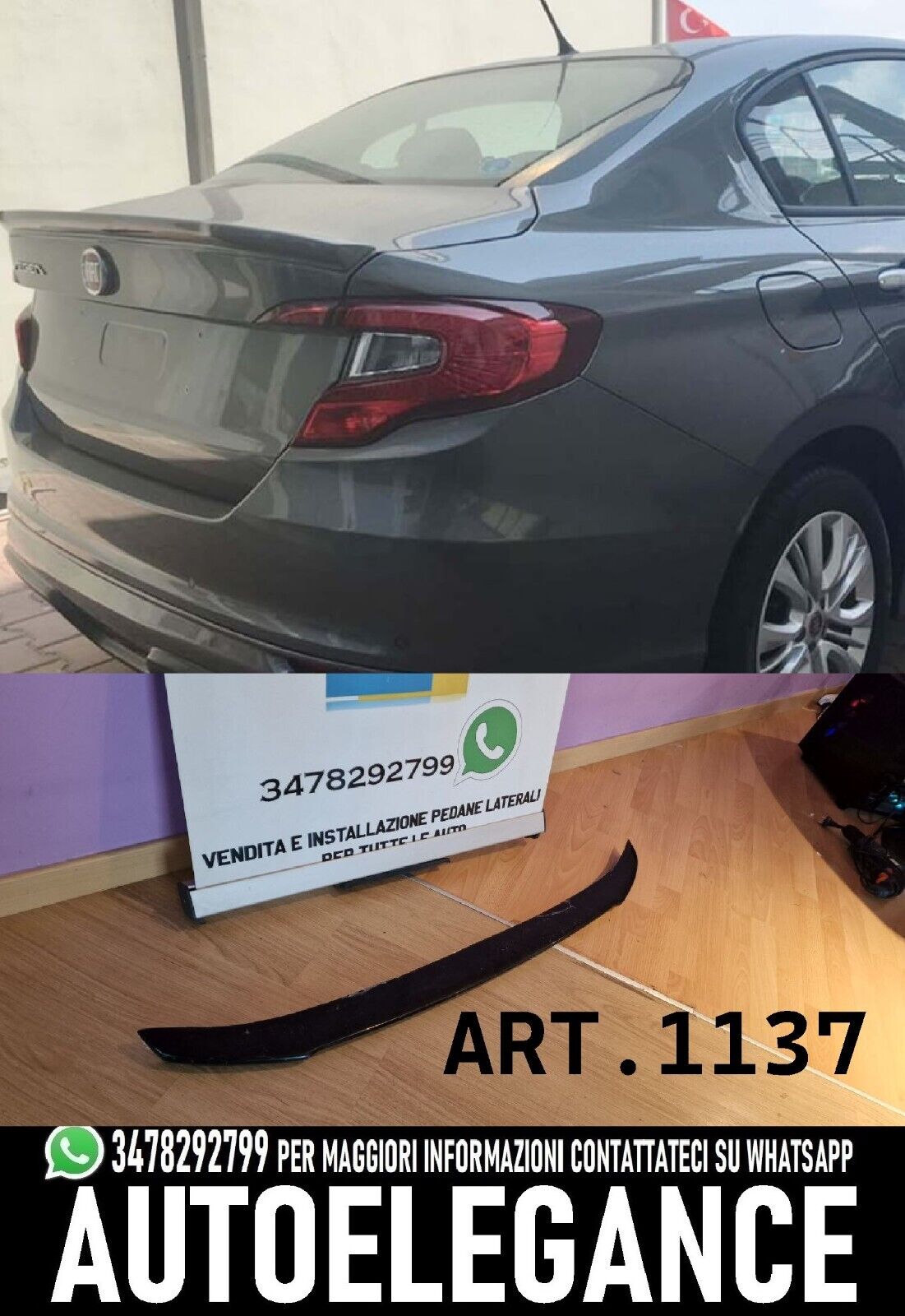BOOT SPOILER SUITABLE FOR FIAT TIPO SALOON 2015+ SPORT LOOK 1137