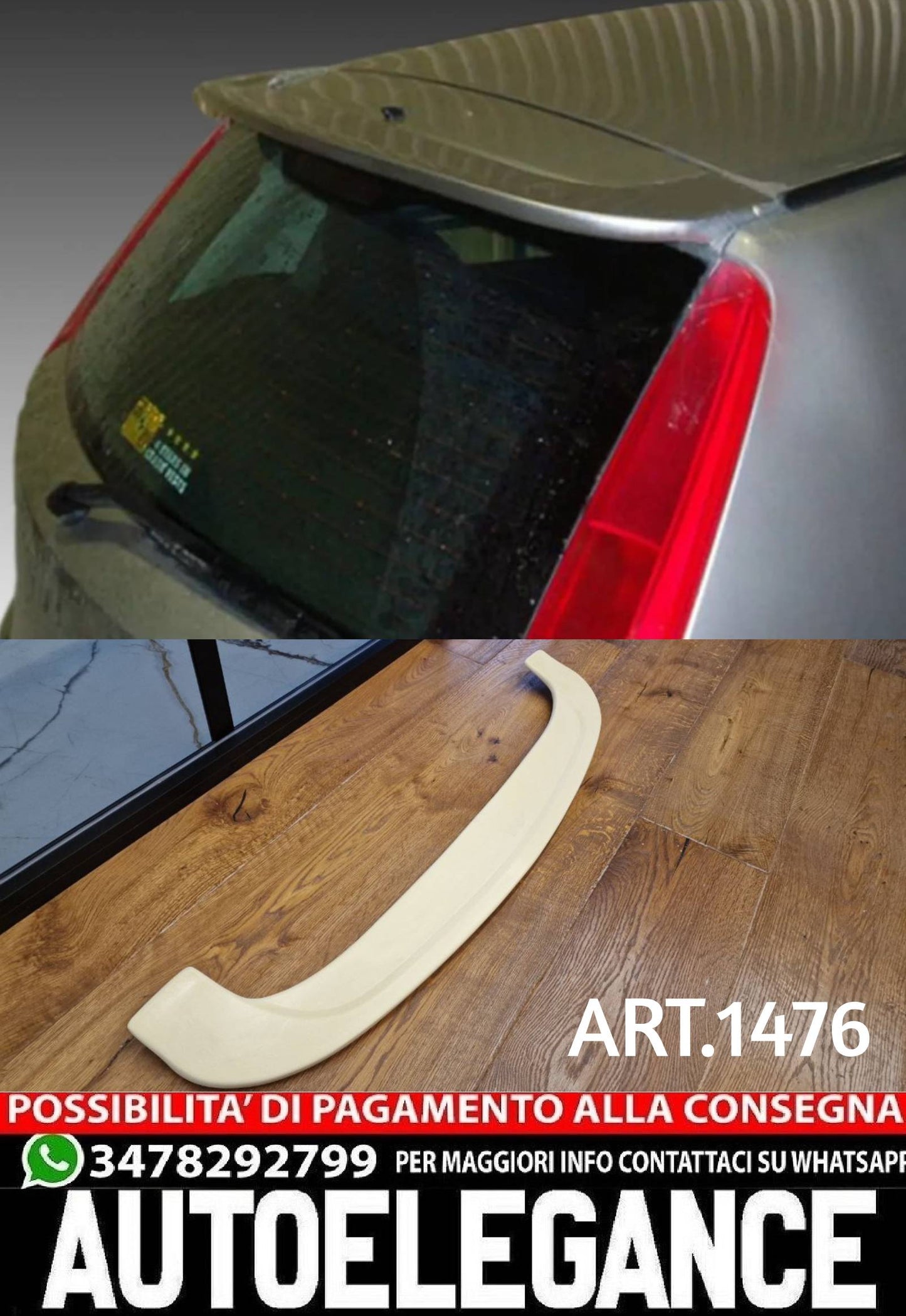 ROOF SPOILER SUITABLE FOR FIAT PUNTO MK2 5 DOORS 2000-2010 RAW GT LOOK