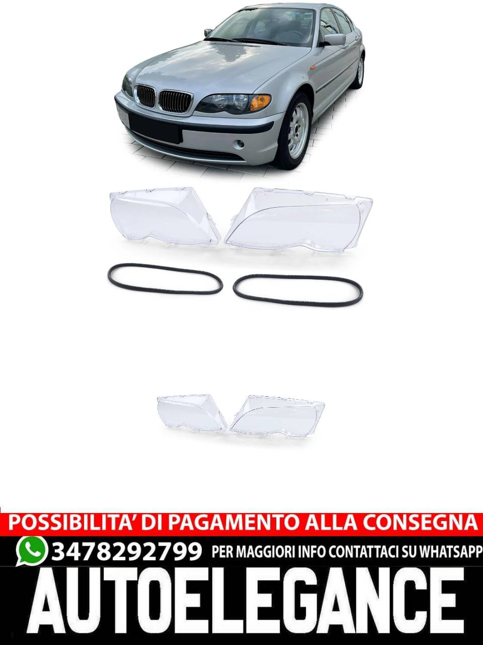 Headlight Glass Splitter Suitable for BMW 3 Series E46 Sedan Touring 01-05-